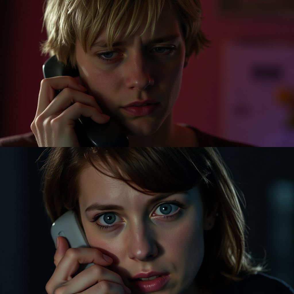Dramatic Split-Screen of People on the Telephone