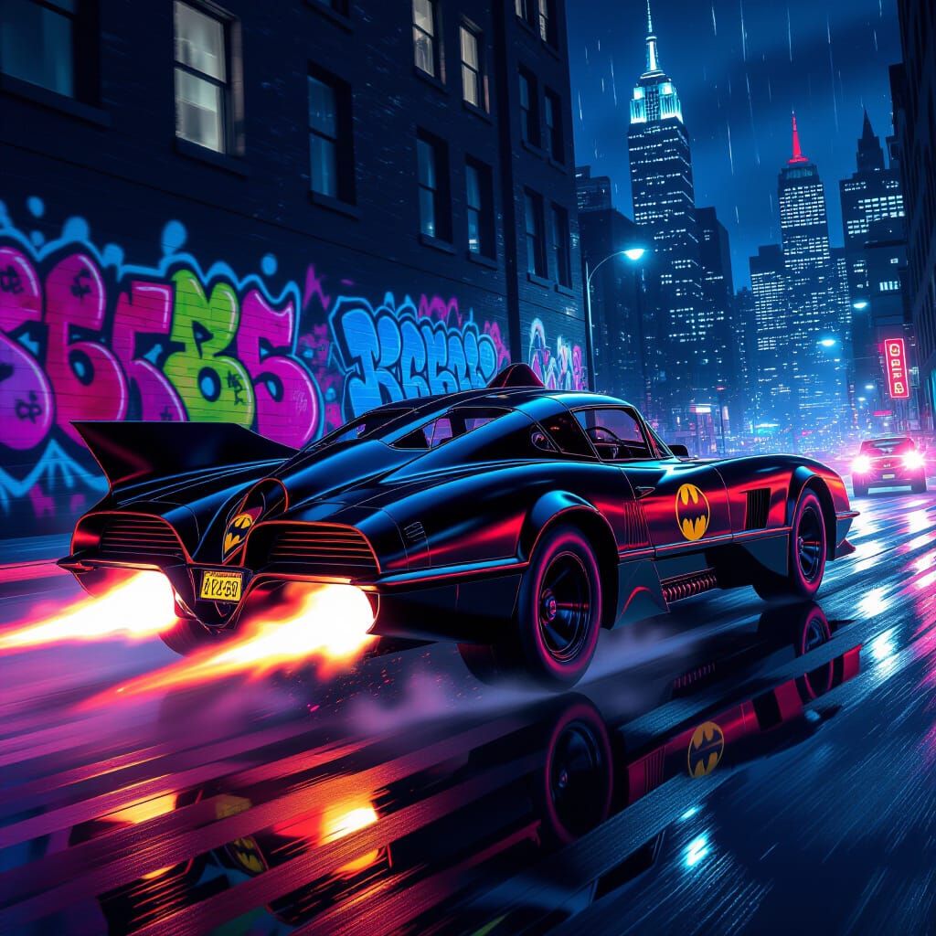 Streamlined 2025 Batmobile Pursues Criminal in Gotham Night