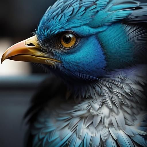 Detailed Humanoid Bird with Saturated Colors