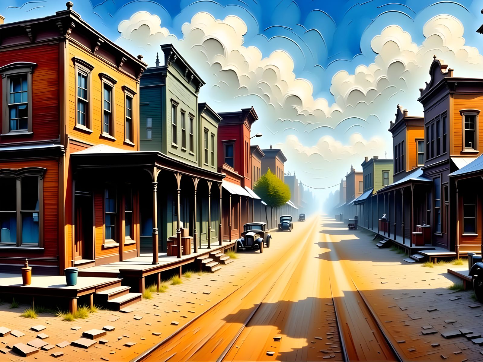 Abstract Ghost Town in Palette Knife Style