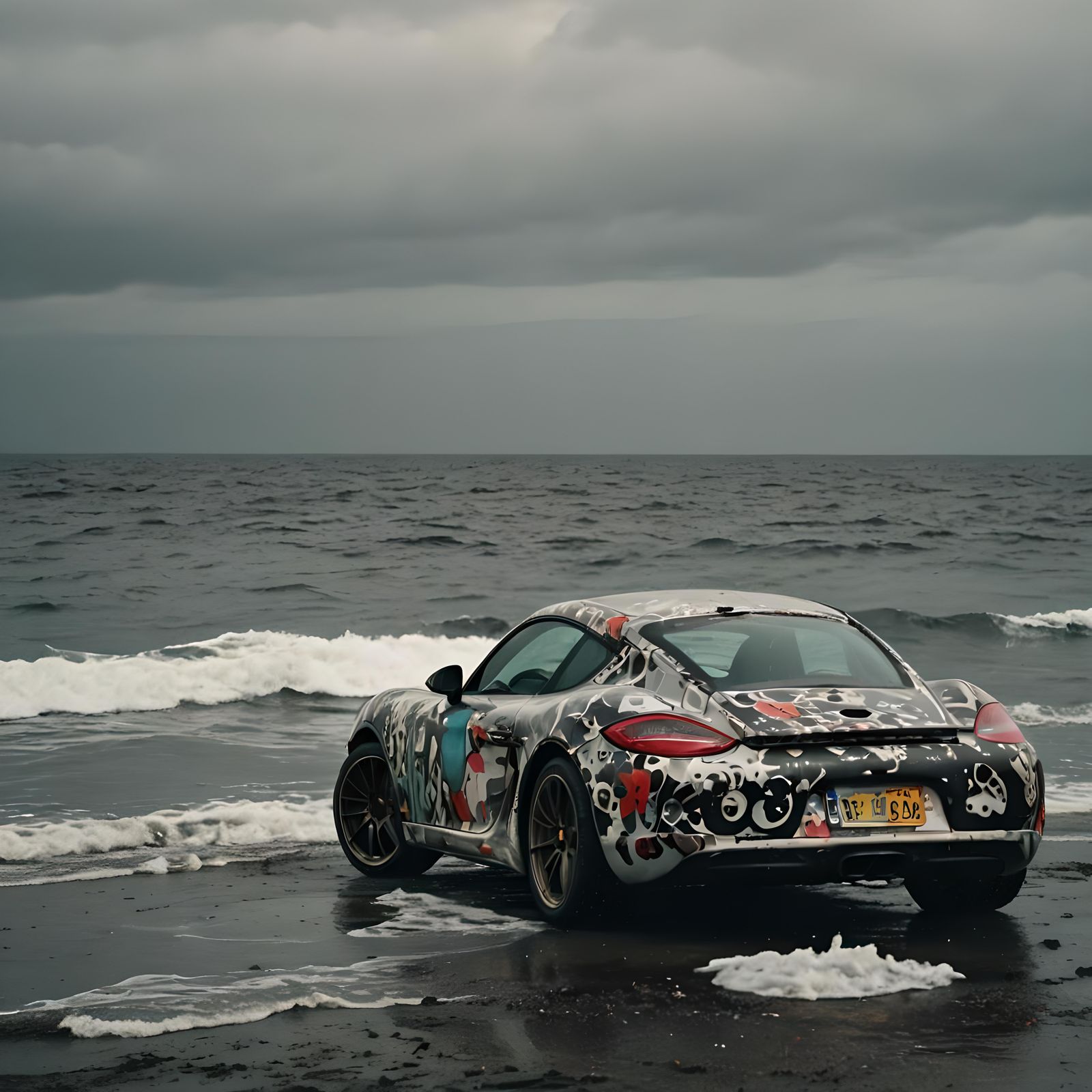 Porsche Cayman with Trash Polka Tattoo Paint Job