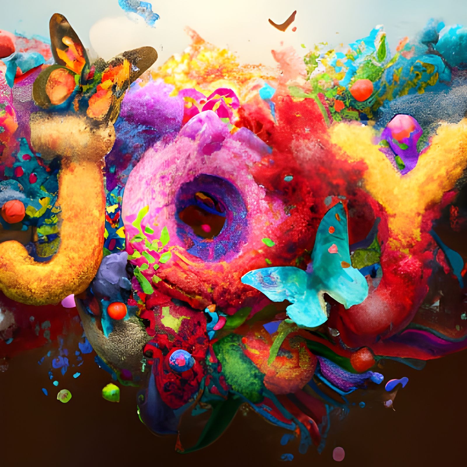 Fluffy Crochet "Joy" with Butterflies and Flowers