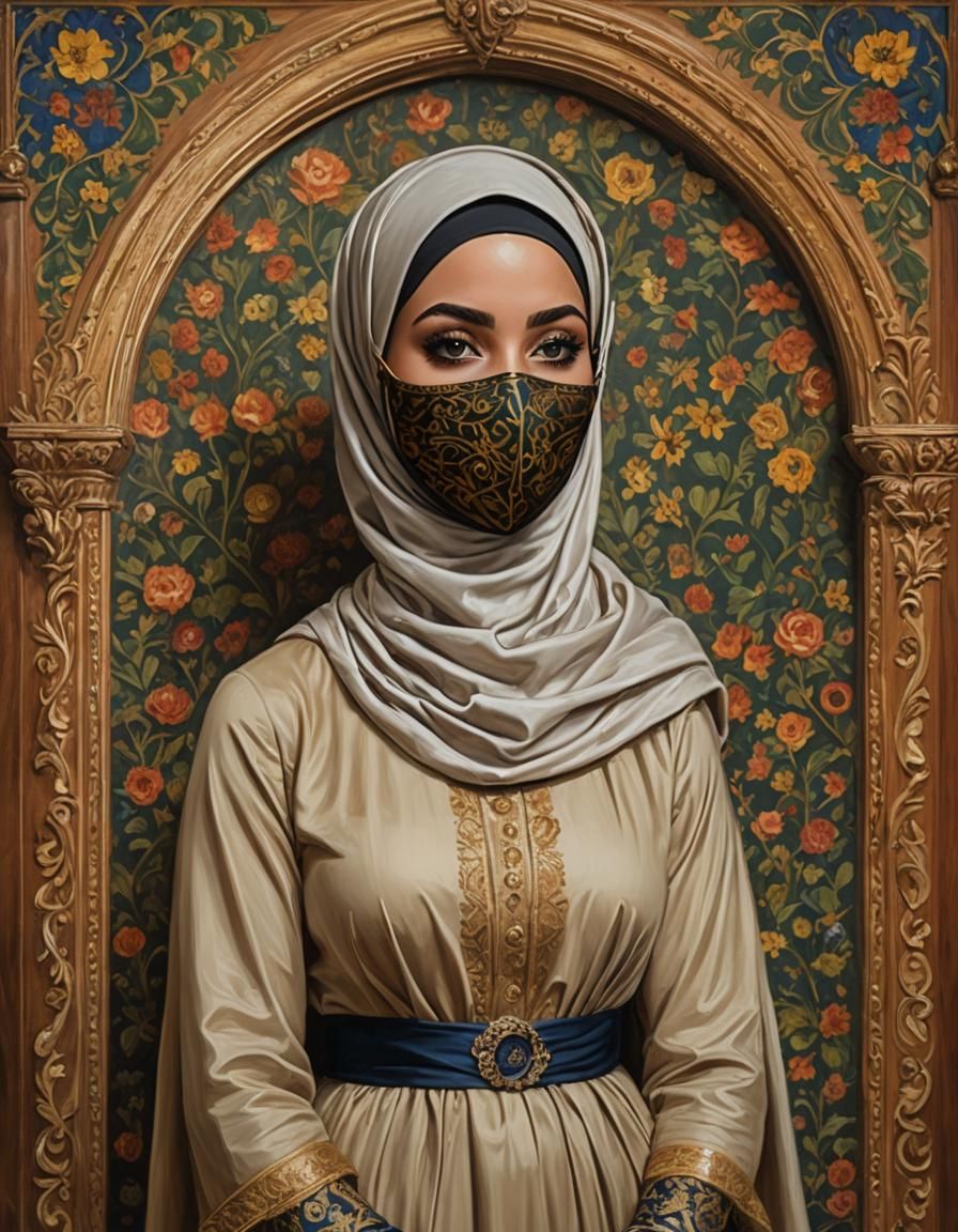 Elegant Woman in Emerald Gown: A Pre-Raphaelite Portrait