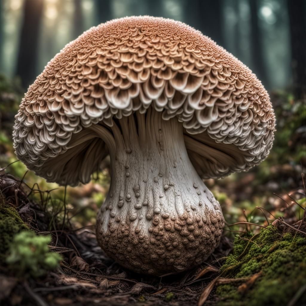 Mushroom Expelling Viral Load in Fantasy Scene