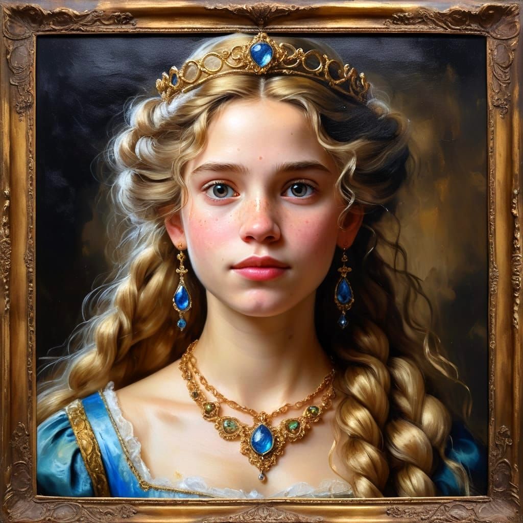 Rapunzel in Golden Oil Portrait