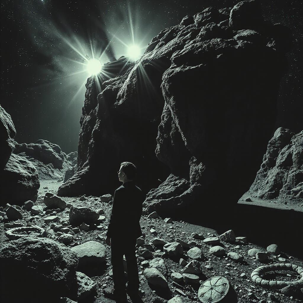 Monochrome Fusion: Space Odyssey Meets Clockwork Orange