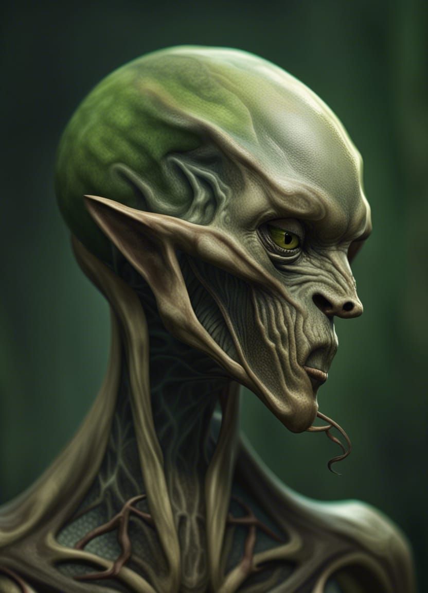 Praying Mantis Alien Portrait in Cel-Shaded Style
