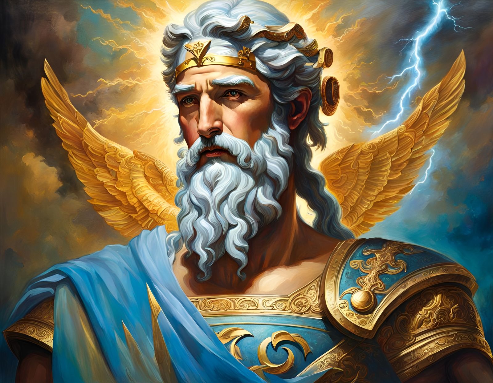 Thor in Heavenly Light, Classical Painting Style