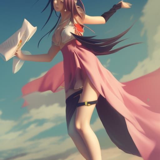 Vibrant Moe Anime Figure in Octane Render