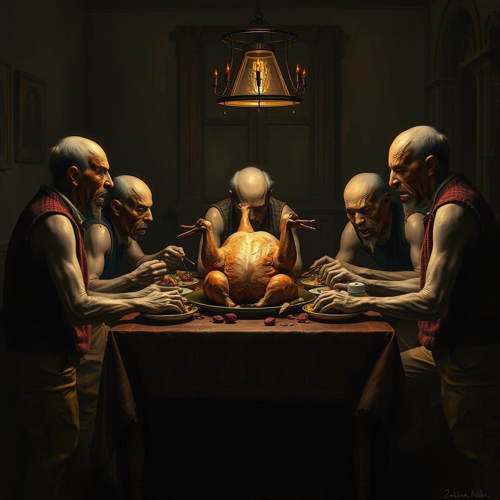 Grotesque Surreal Feast in Macabre Style