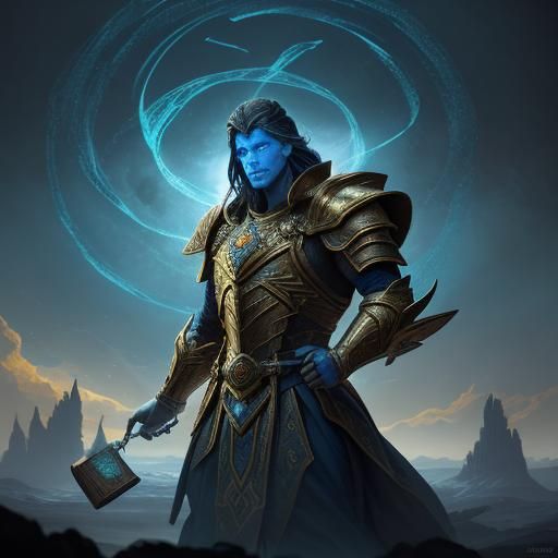 Armored Figure Before Ancient Book in Fantasy Art