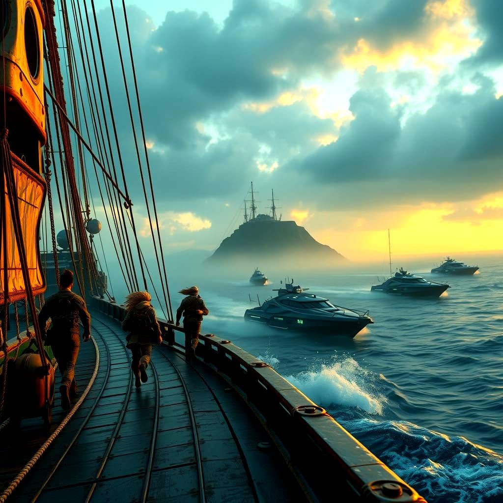 A team of eco pirates races against corporate mercenaries to reach a newly discovered island ecosystem with unique carbo...