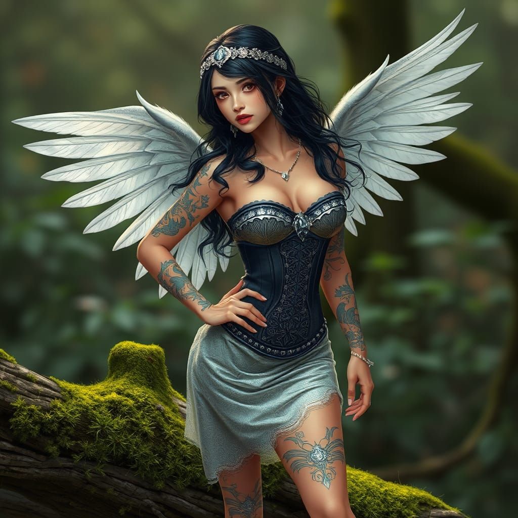 Woman with Wings in a Fantasy Illustration Style