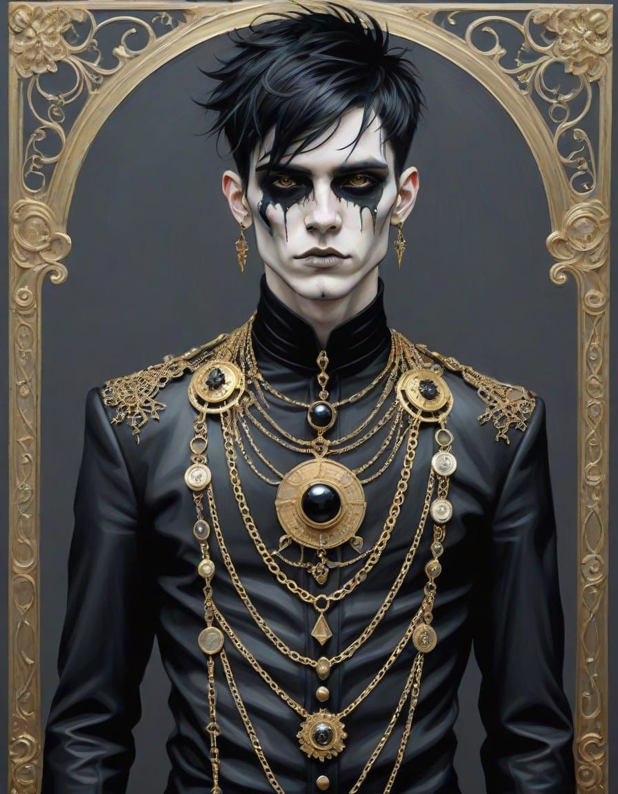 Ethereal Gilded Goth Male Portrait