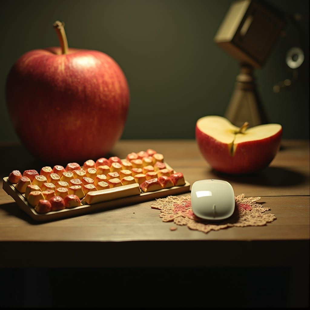 Whimsical Desk Scene in Surrealist Style