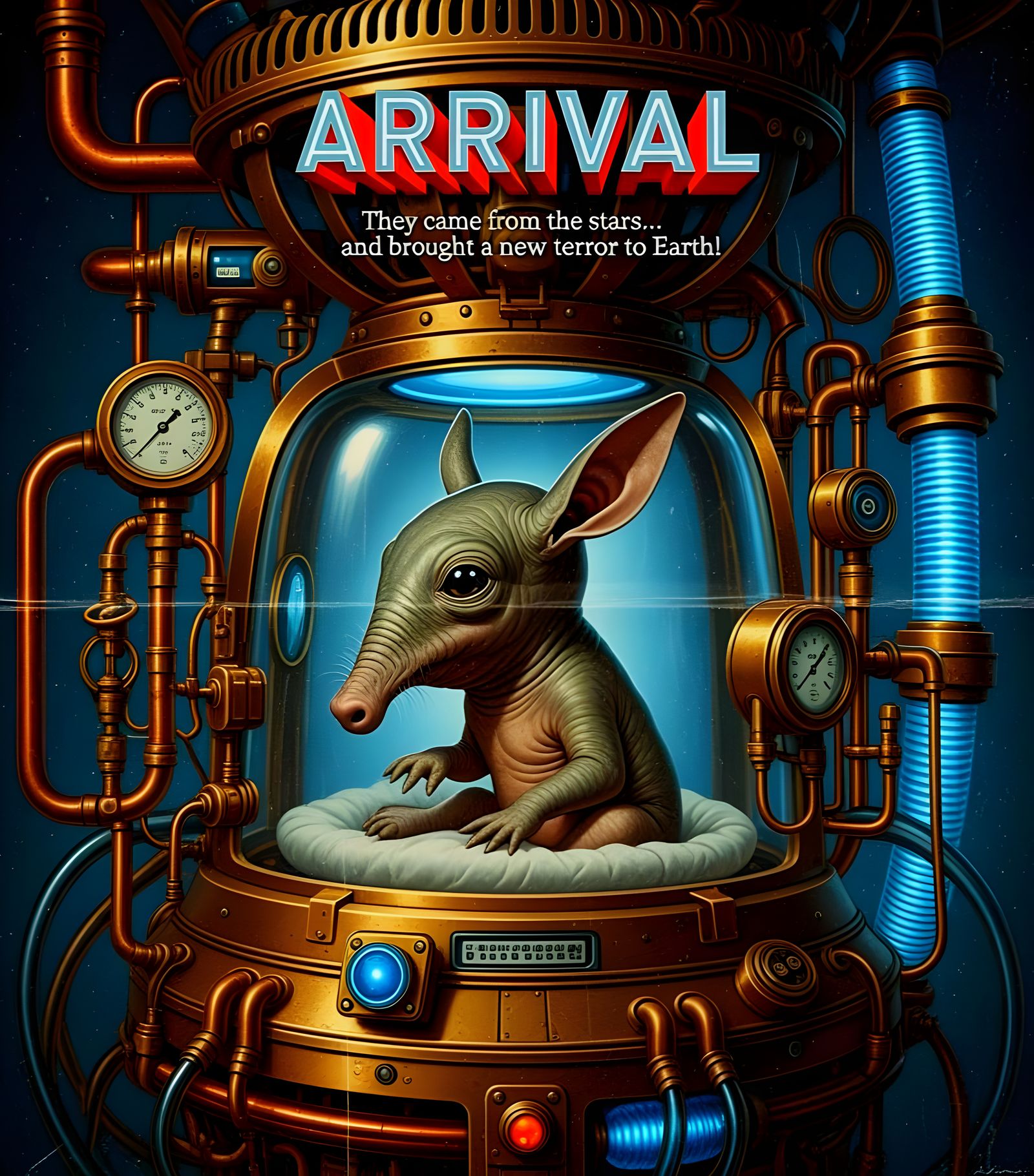 Vintage Movie Poster: Alien-Aardvark Hybrid "ARRIVAL"