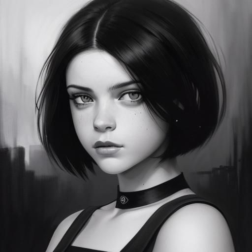 Monochrome Portrait of Brunette in Industrial Style