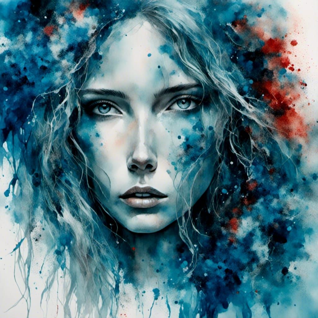 Beautiful Woman with Dreadlocks in Watercolor Style