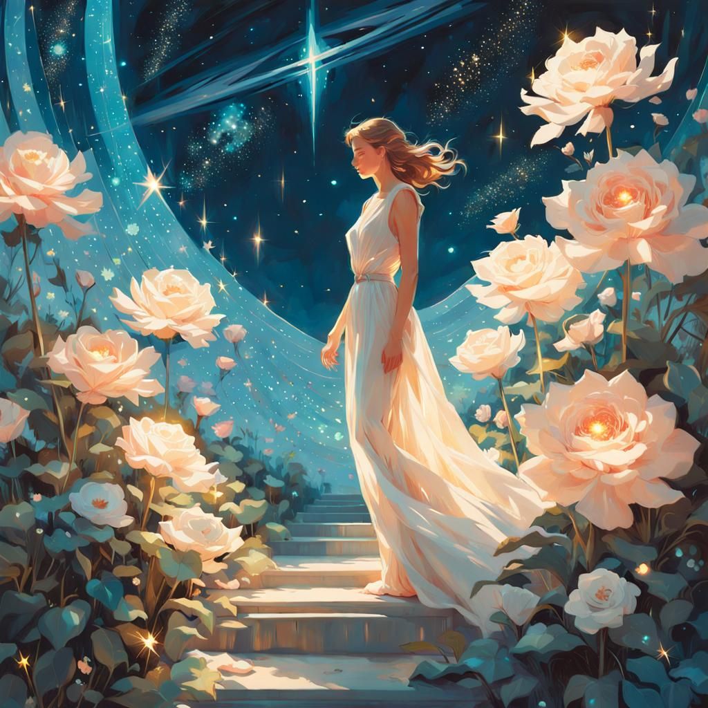 Celestial Crystal Path to Magical Realm, Digital Art