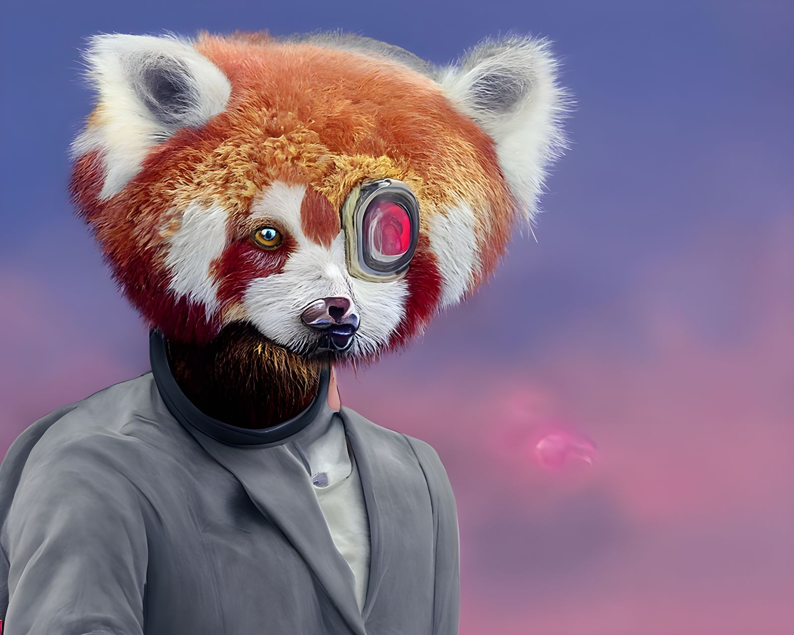 Cyborg Red Panda Man: A Sci-Fi Portrait