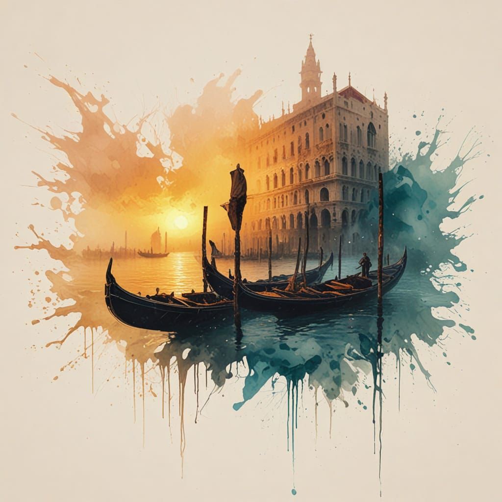 Venice Grand Canal Storm in Golden Hour