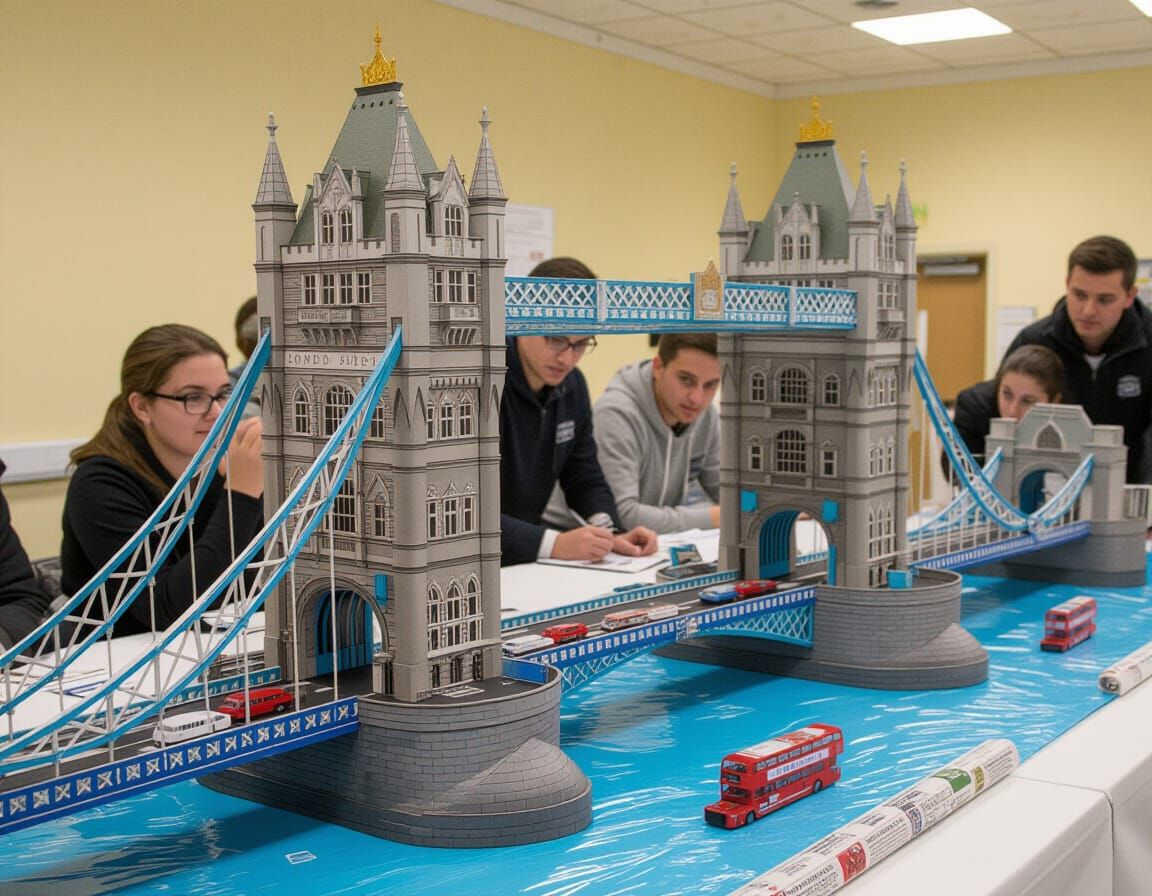 London Bridge Newspaper Model: Textural Paper Art