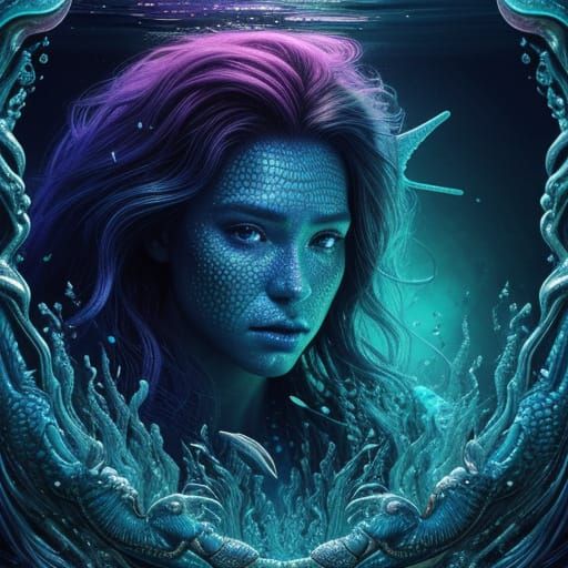 Underwater Seahorse Being in Hyperrealism