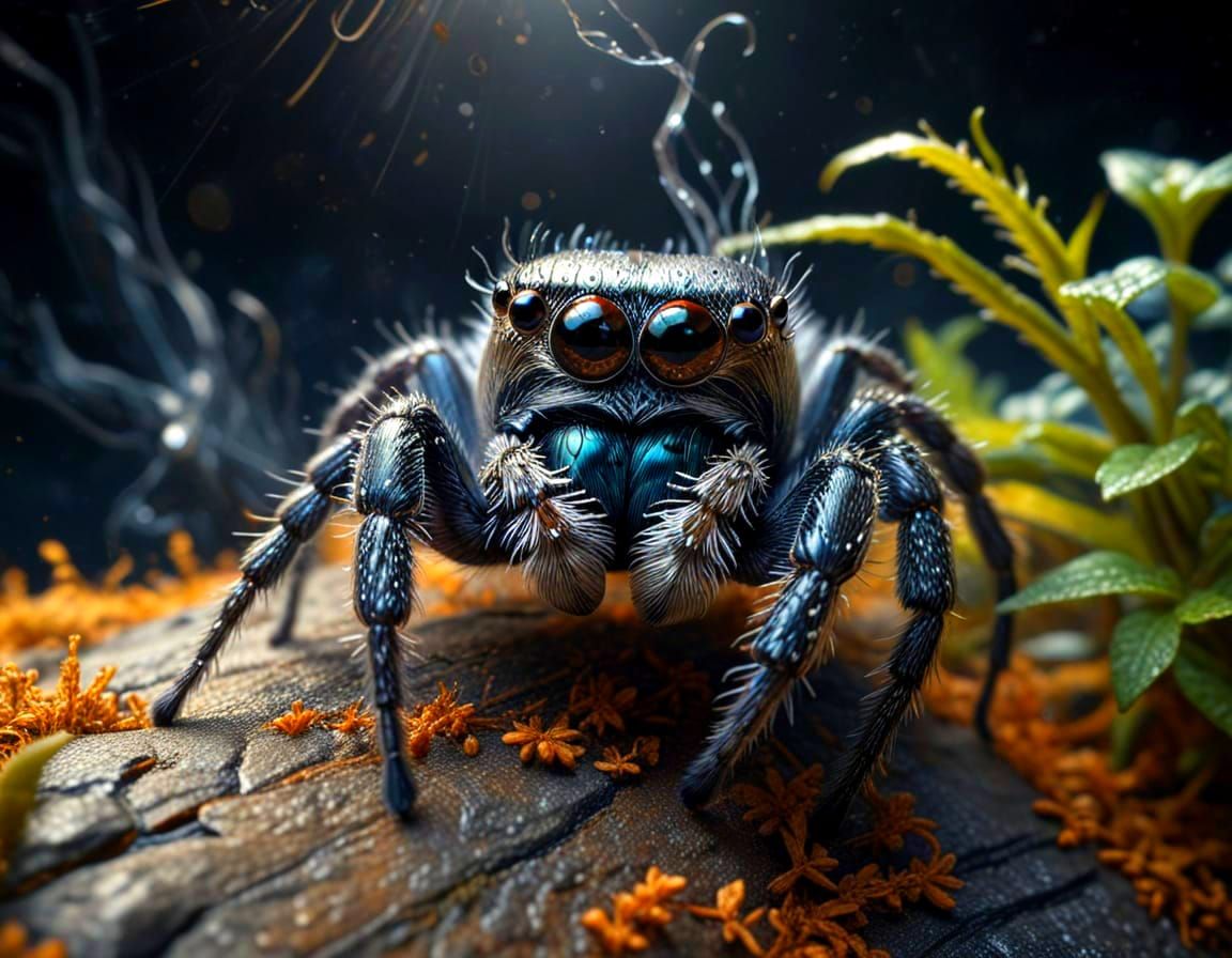 Ethereal Macro Shot of a Cute Jumping Spider