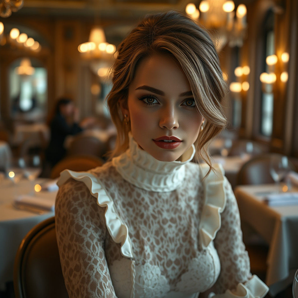 Woman in Lace Dress, Matte Painting Style