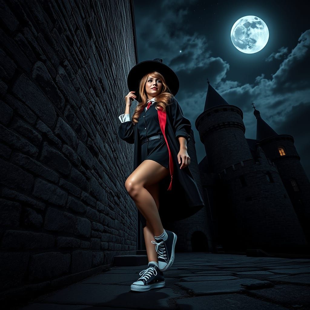 Adult Woman in Hogwarts Uniform Cosplay
