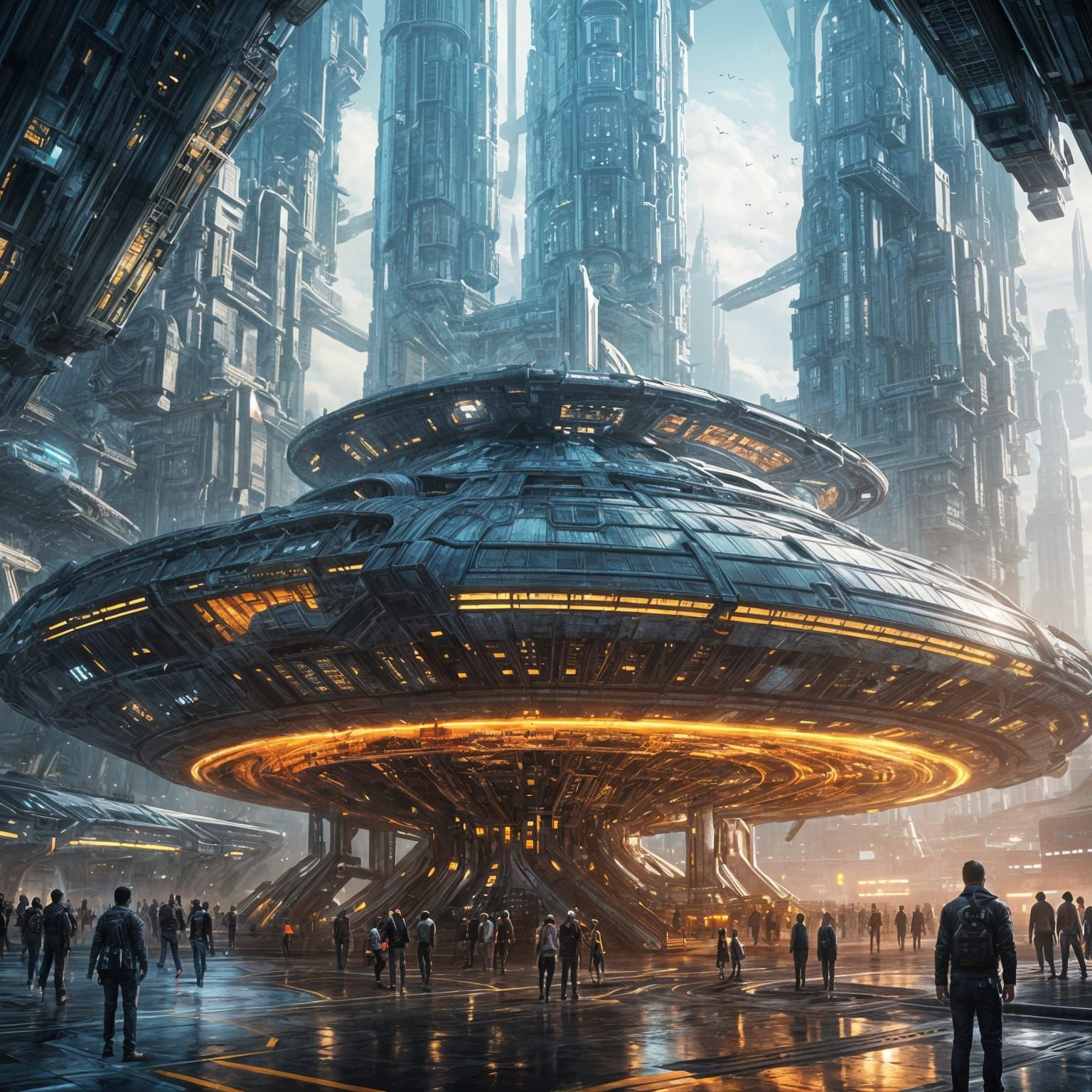 Cosmic Metropolis in Vibrant Nebula, Hyper-Realistic Sci-Fi ...