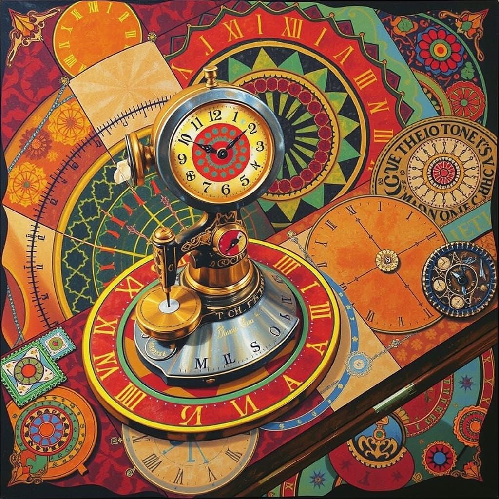 Antique Steam Sewing Machine Clock Tower with Complex Curves