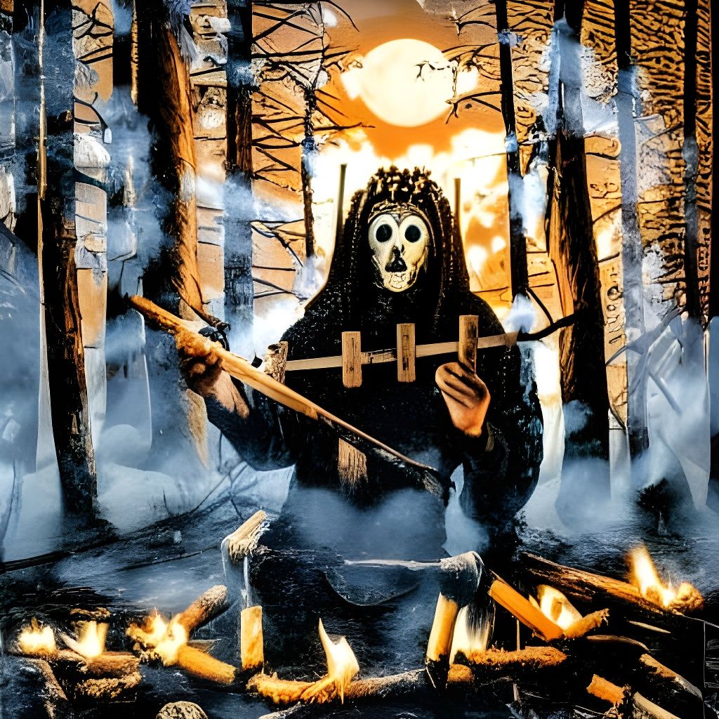 Finnish Shaman Plays Kantele by Bonfire