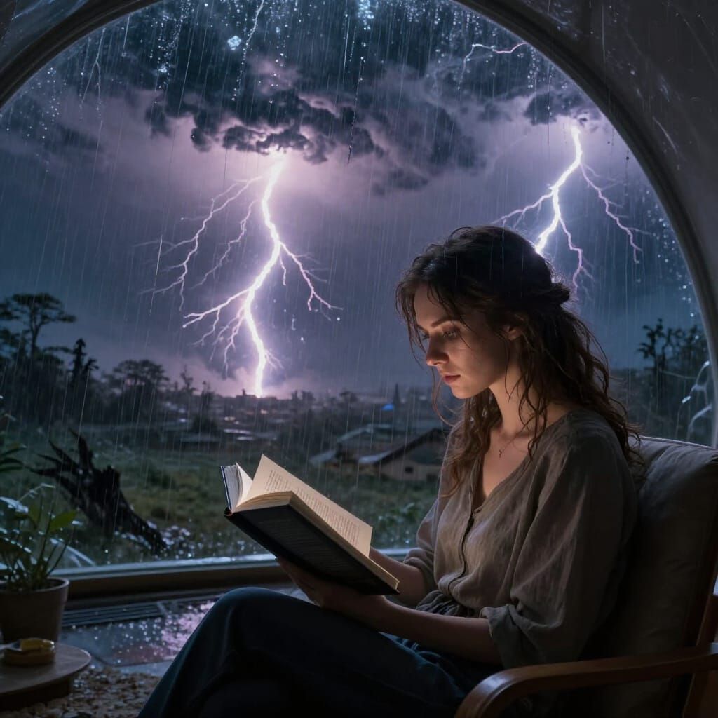 Woman Reads Science Book Inside Dome During Twister Storm