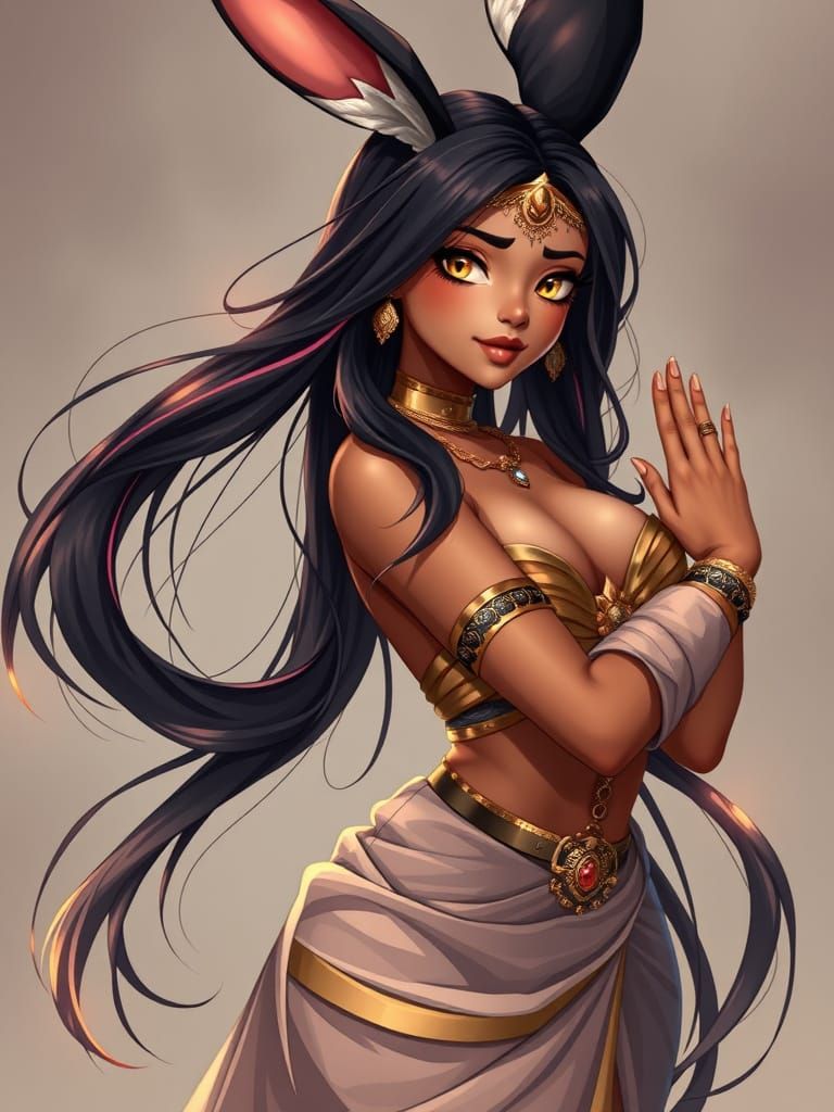 Exotic Arabian Dancer Fantasy Girl in Golden Hues