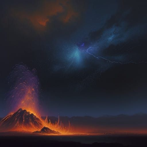 Golden Flames Dance Against Darkening Night Sky