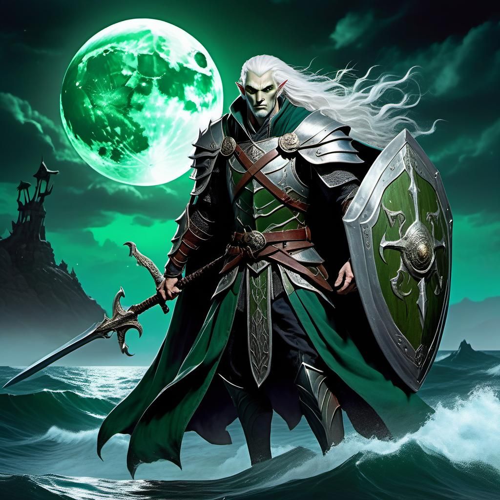 Sea Elf Vampire Warrior with Sword and Shield
