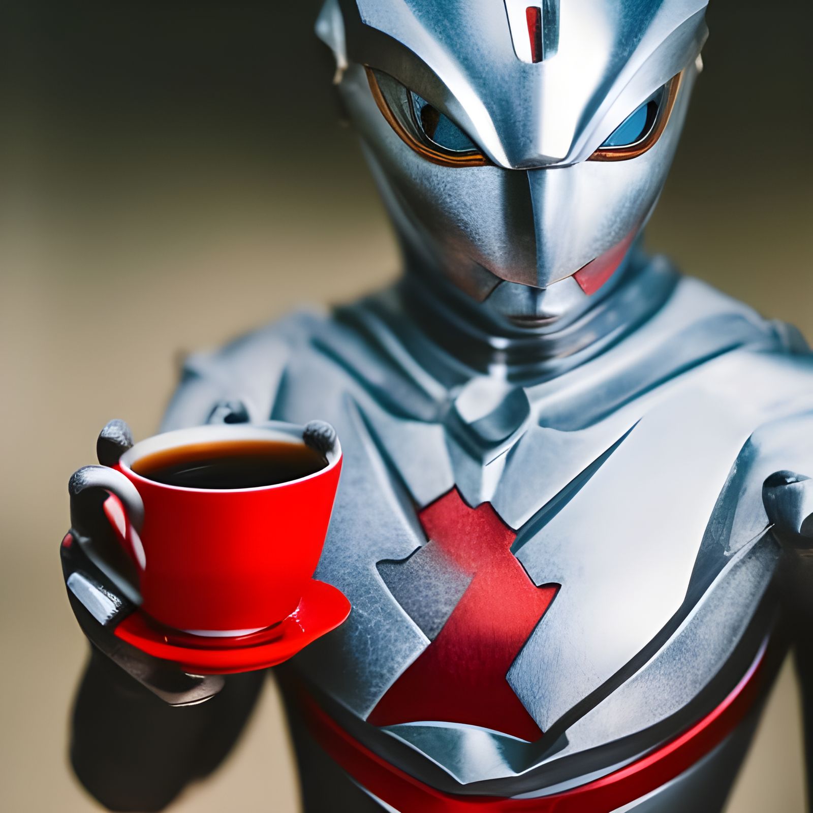 Ultraman Relaxing with Tea: Professional Photo
