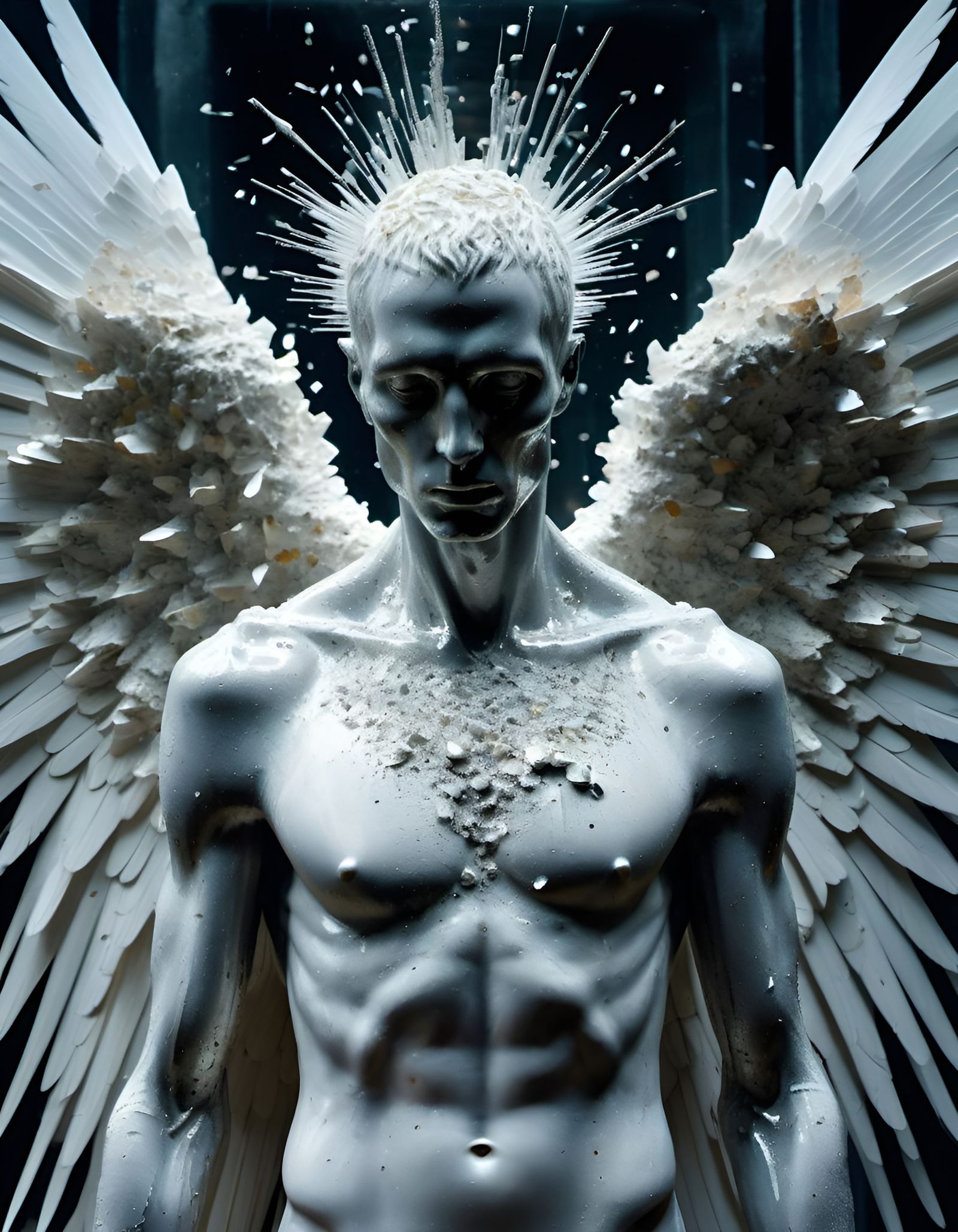 Hollow Angel in Steel and Silk, Beksiński Style