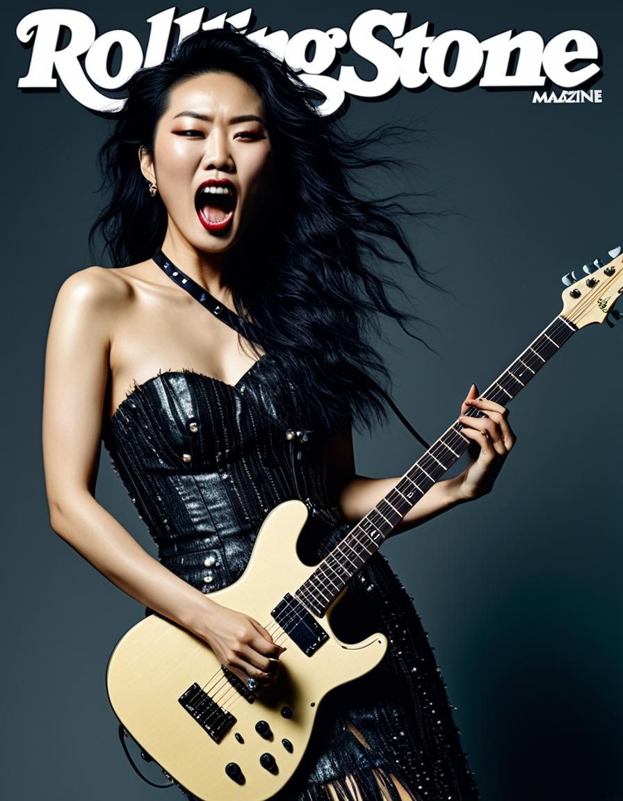 Punk Fashion: Korean Woman with Guitar