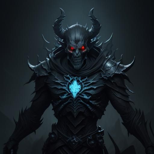 Dark Fantasy Ashfiend Radiating Heat and Blue Flames