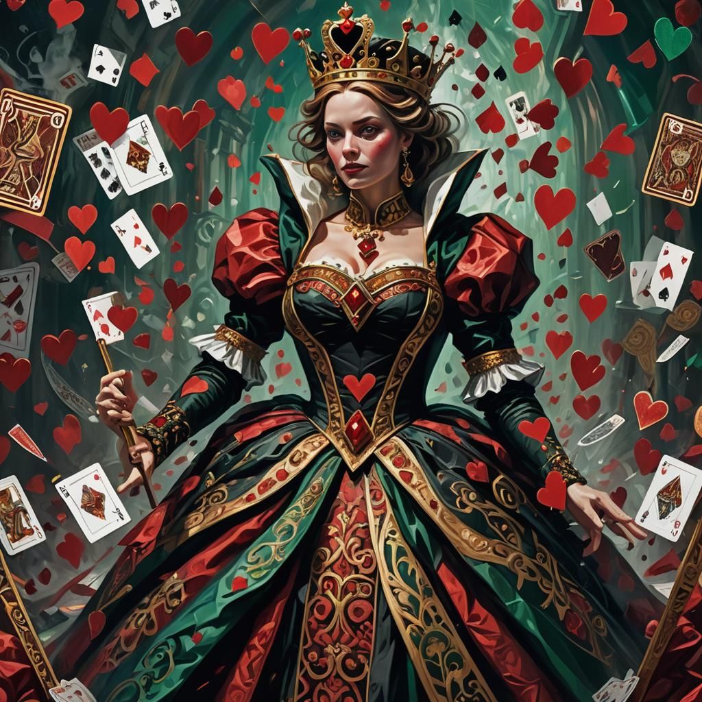 Queen of Hearts in Oil Painting Style