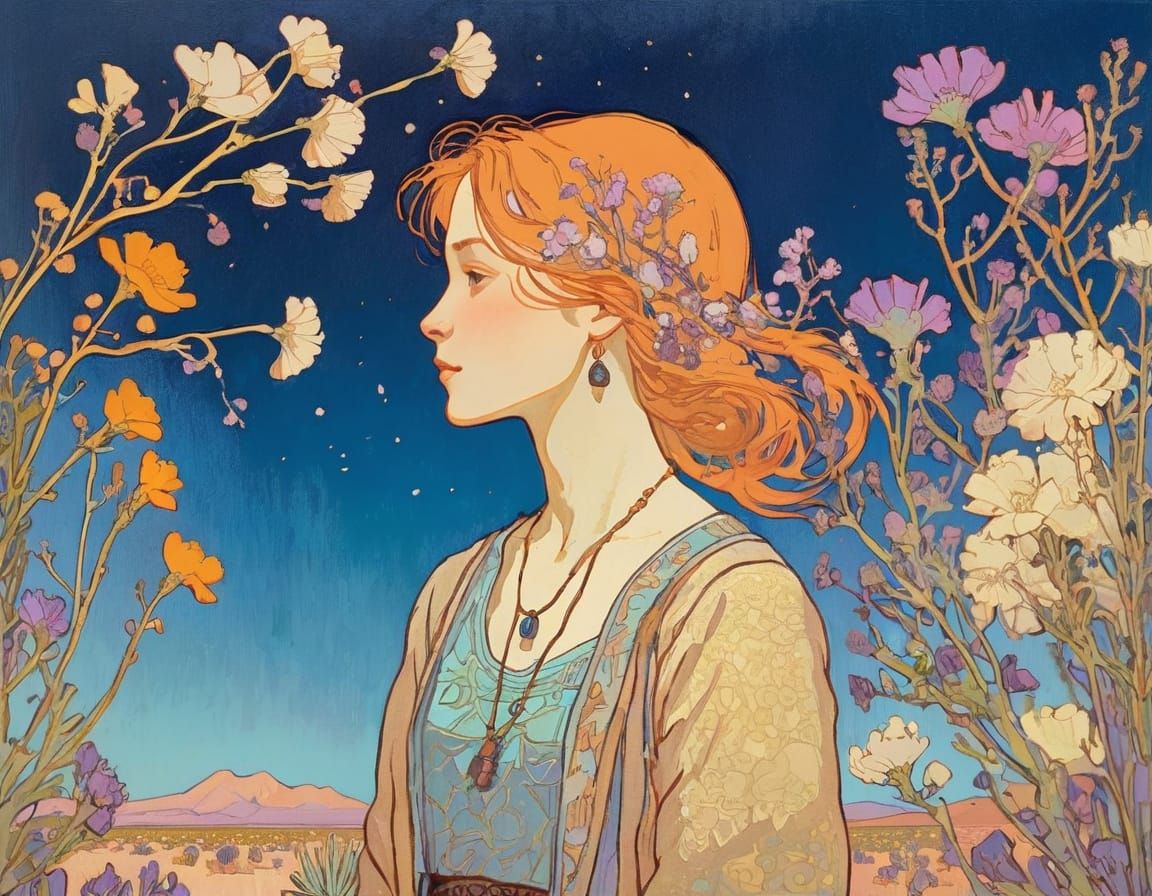 Vibrant Desert Wildflowers in Impressionist Style