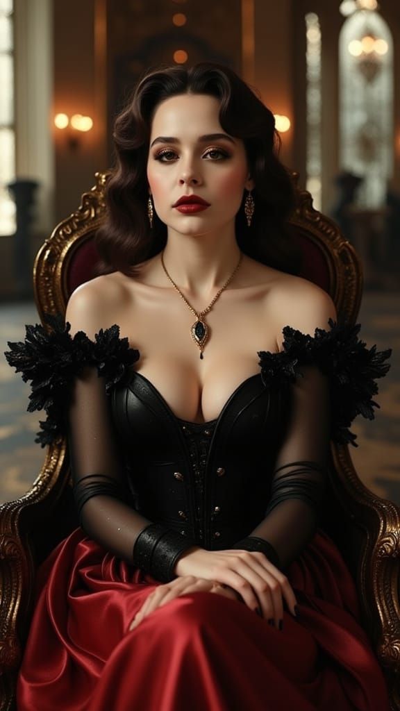 Ethereal Vampire Queen in Futuristic Opulence