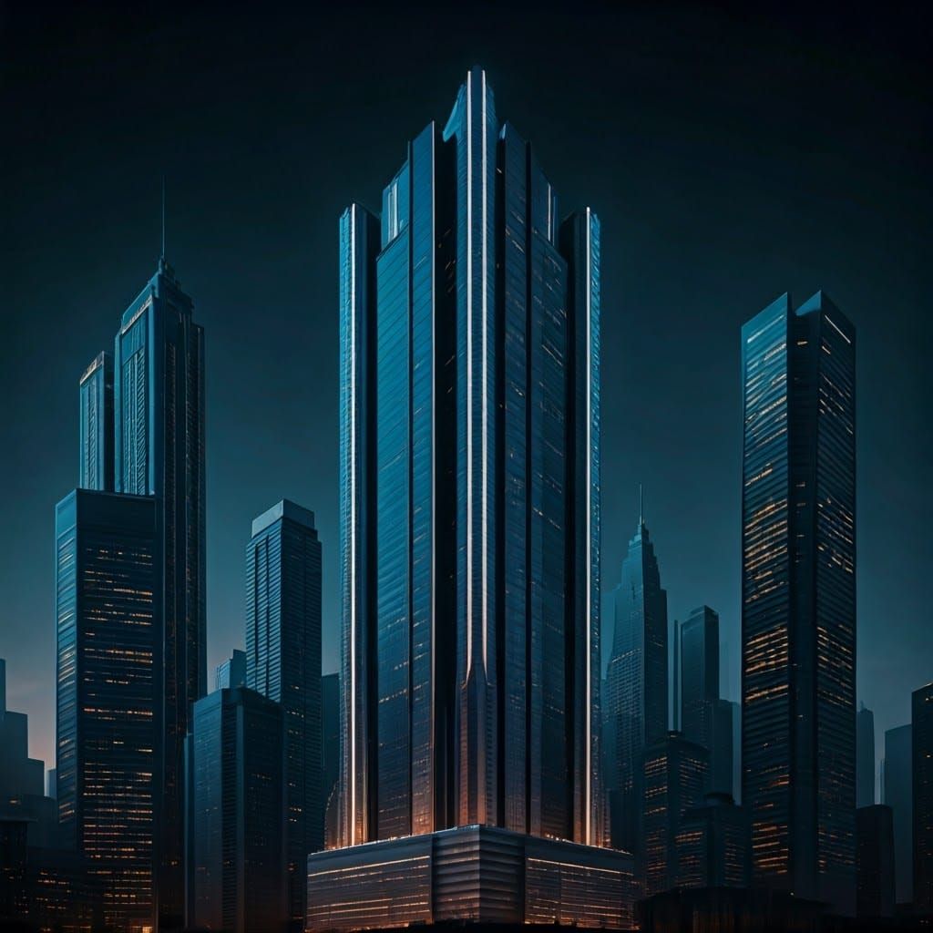 Futuristic Skyscraper in Cyberpunk Cityscape