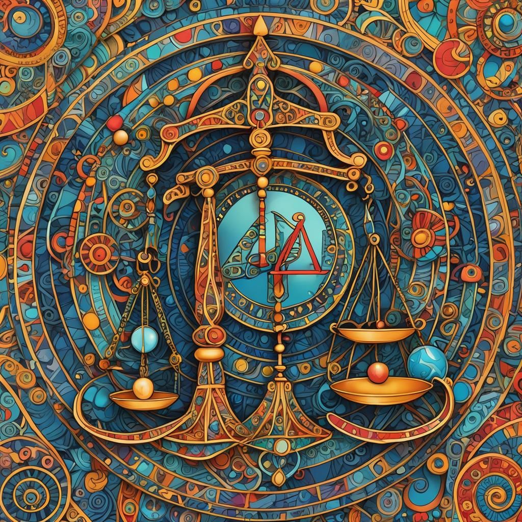 Libra Zodiac Sign in Colorful Zentangle Art