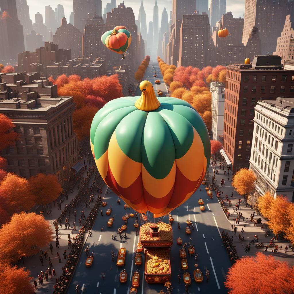 1950s NYC Thanksgiving Balloon Parade: Matte Painting