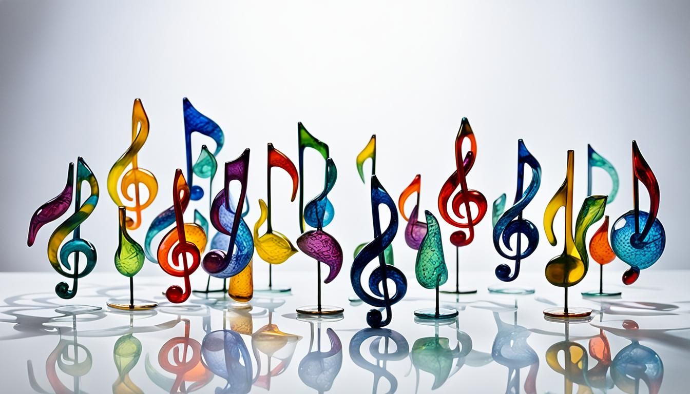 Enameled Glass Music Notes in Dreamlike Bio Art
