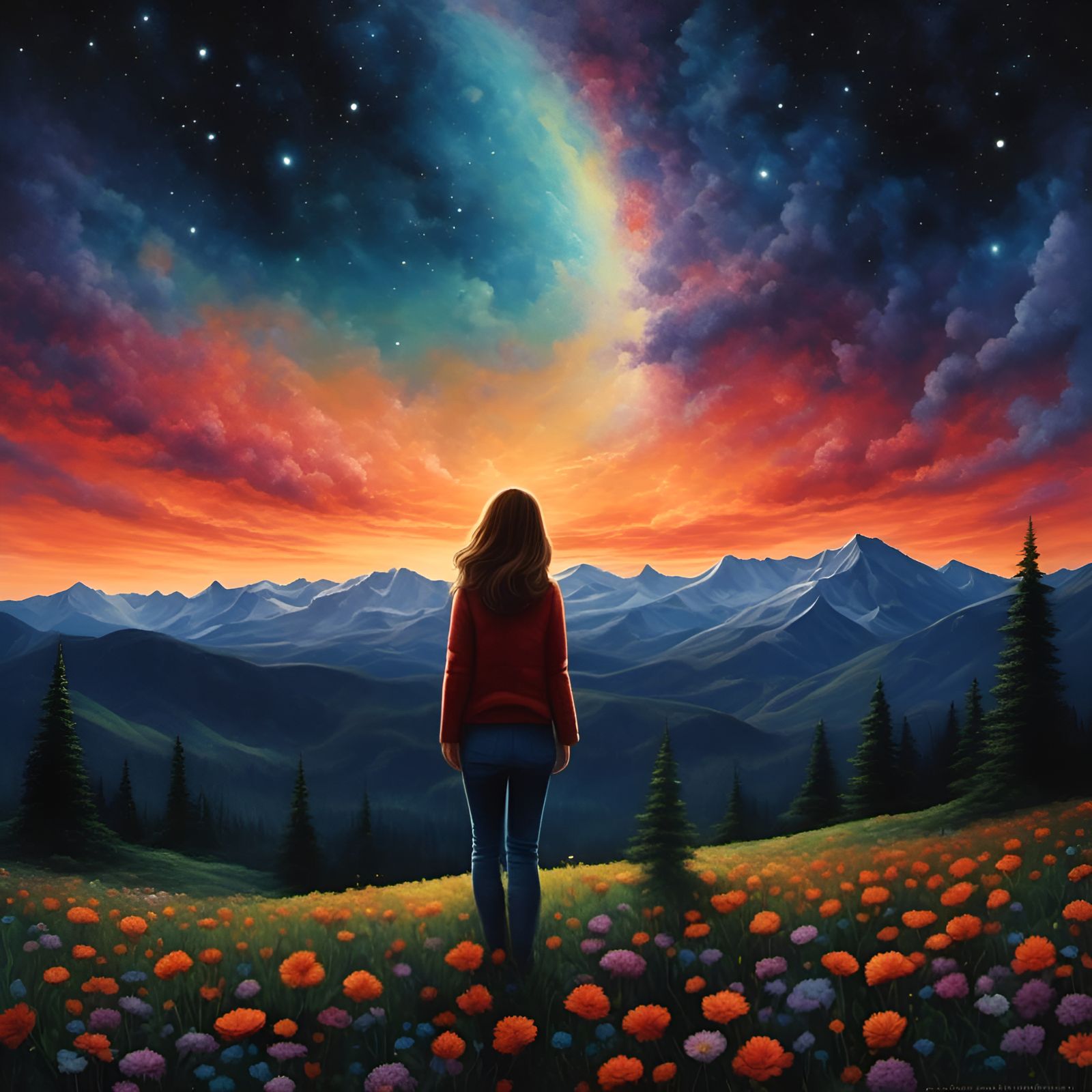 Celestial Dance: A Divine Connection Under Starlit Skies