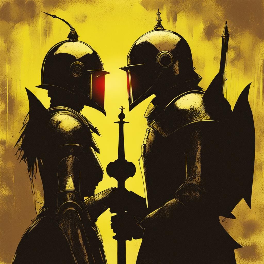 King Arthur as Space Knights in Cyberpunk Style